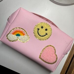 Pink Embroidered Makeup Women's Bag